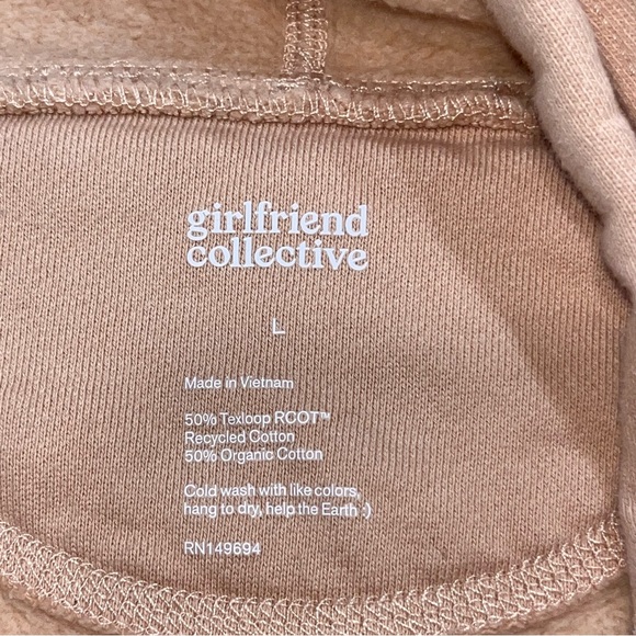 Girlfriend Collective Peach Fleece Pullover Hoodie size Large - Picture 5 of 5